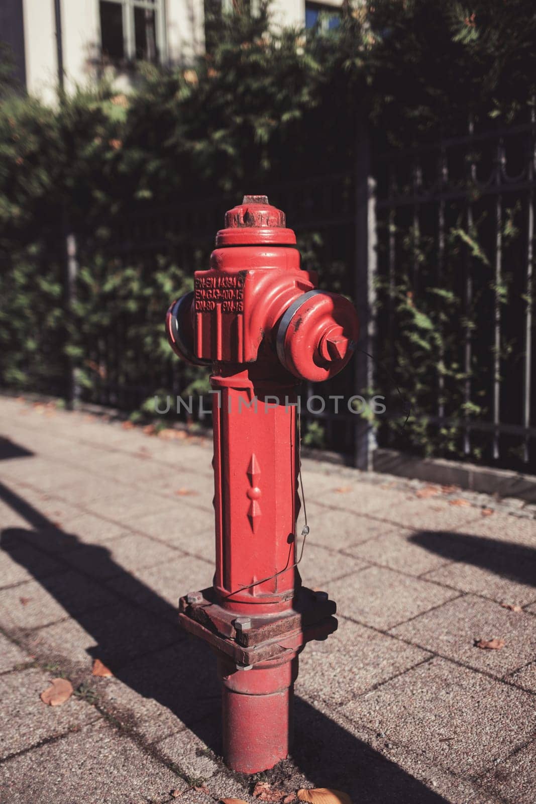 red fire hydrant in the city. fire safety