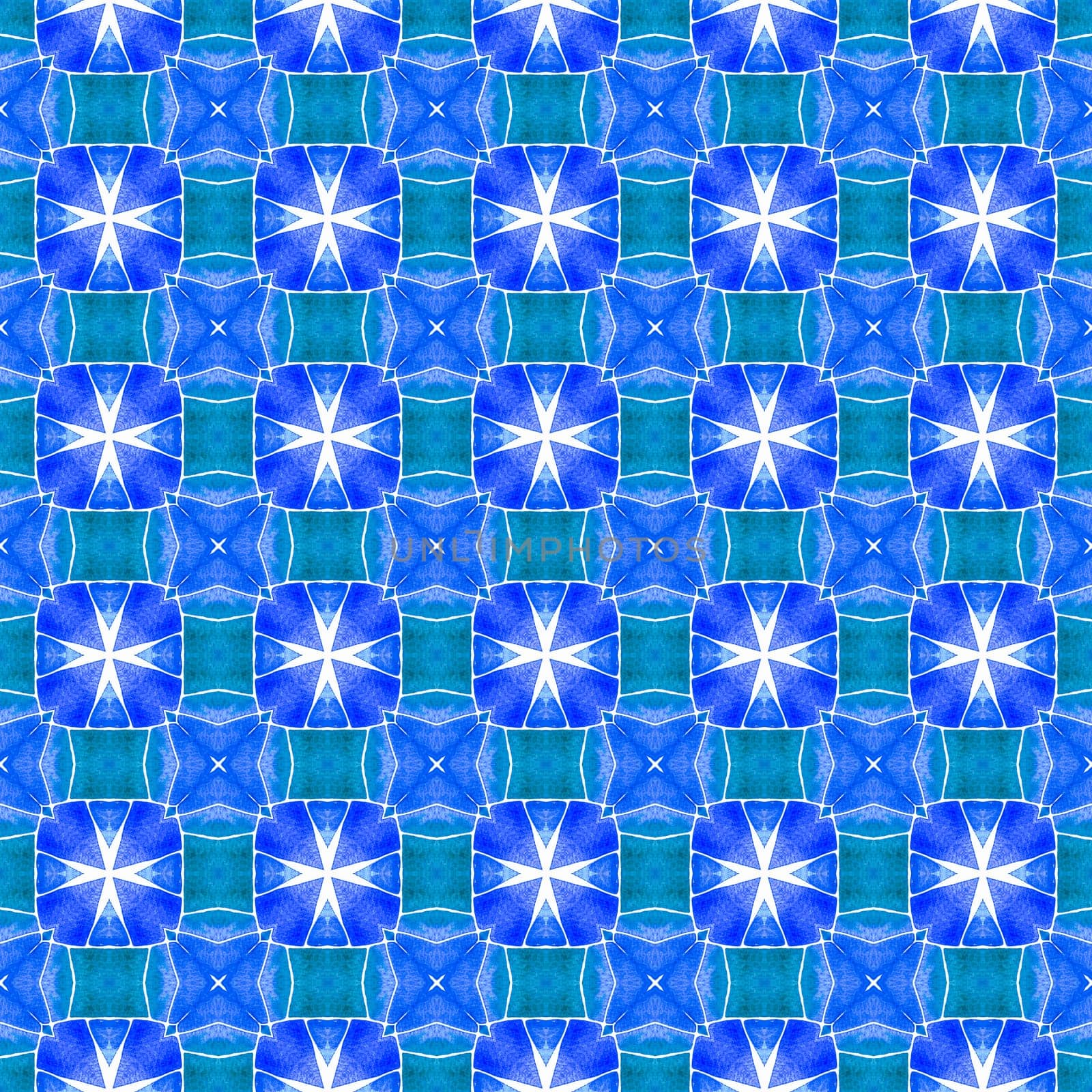 Watercolor ikat repeating tile border. Blue by beginagain