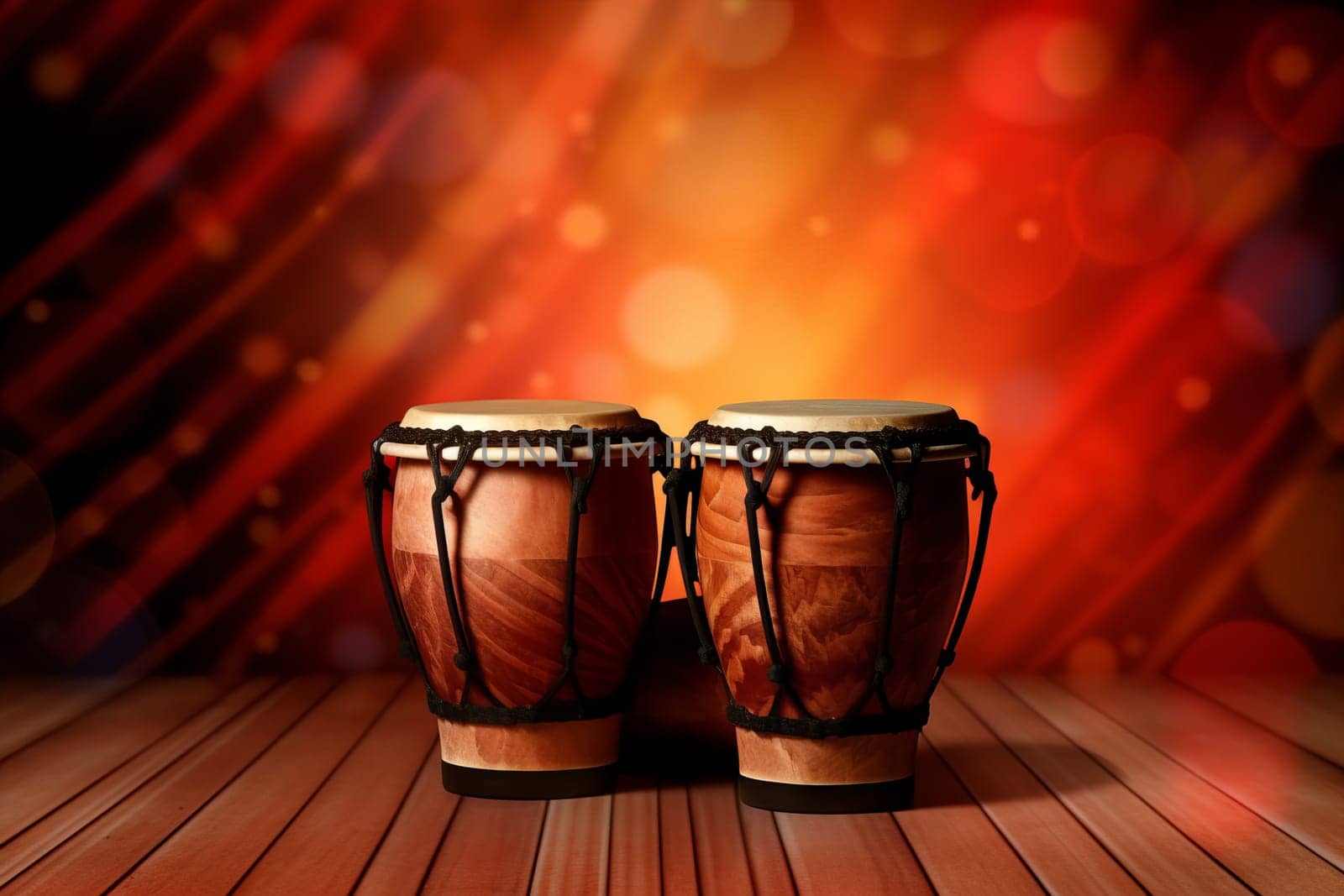 Bongo drums scene background. African rhythm. Generate Ai