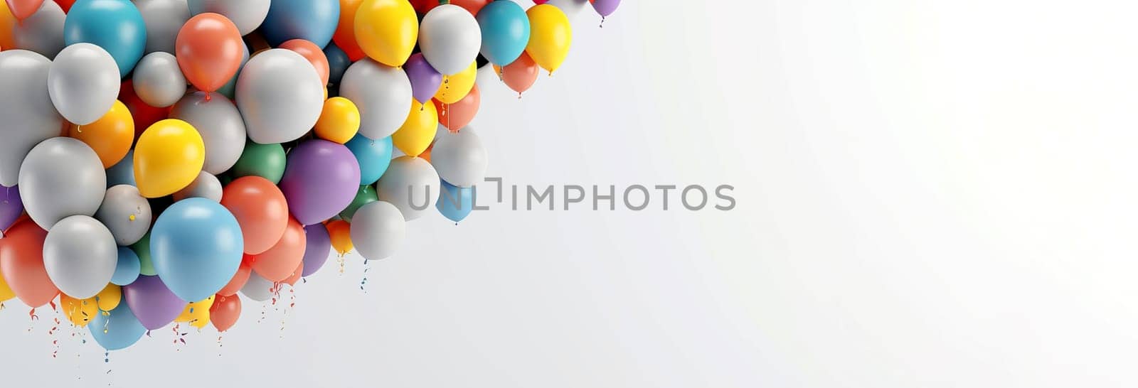 Celebration mockup colorful balloons banner. Generate Ai by ylivdesign