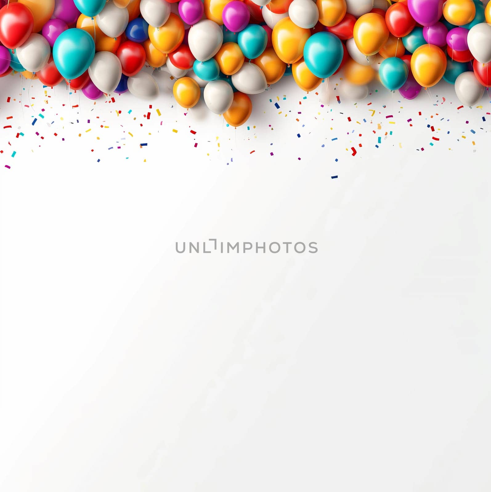 Celebration mockup ballons banner. Festive confetti. Generate Ai