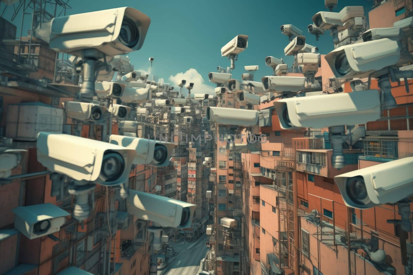 Lots cctv security cameras. Generate Ai by ylivdesign