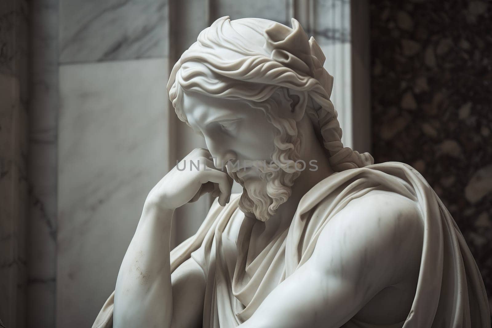 Marble statue man museum. Generate Ai by ylivdesign