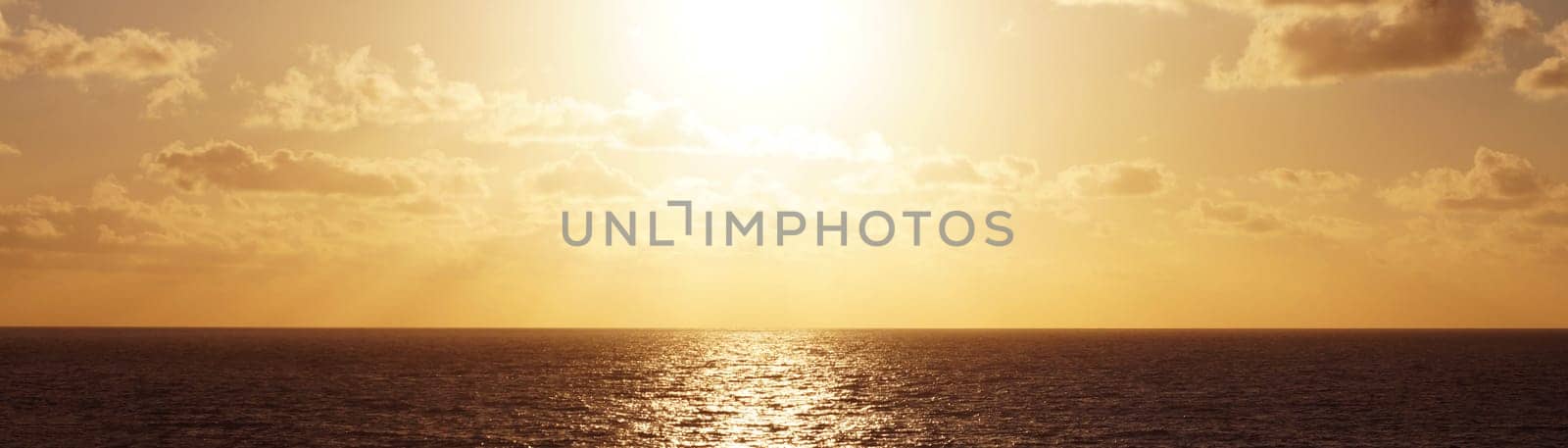 sea horizon with reflecting sun, sea panorama in brown tone by Annado