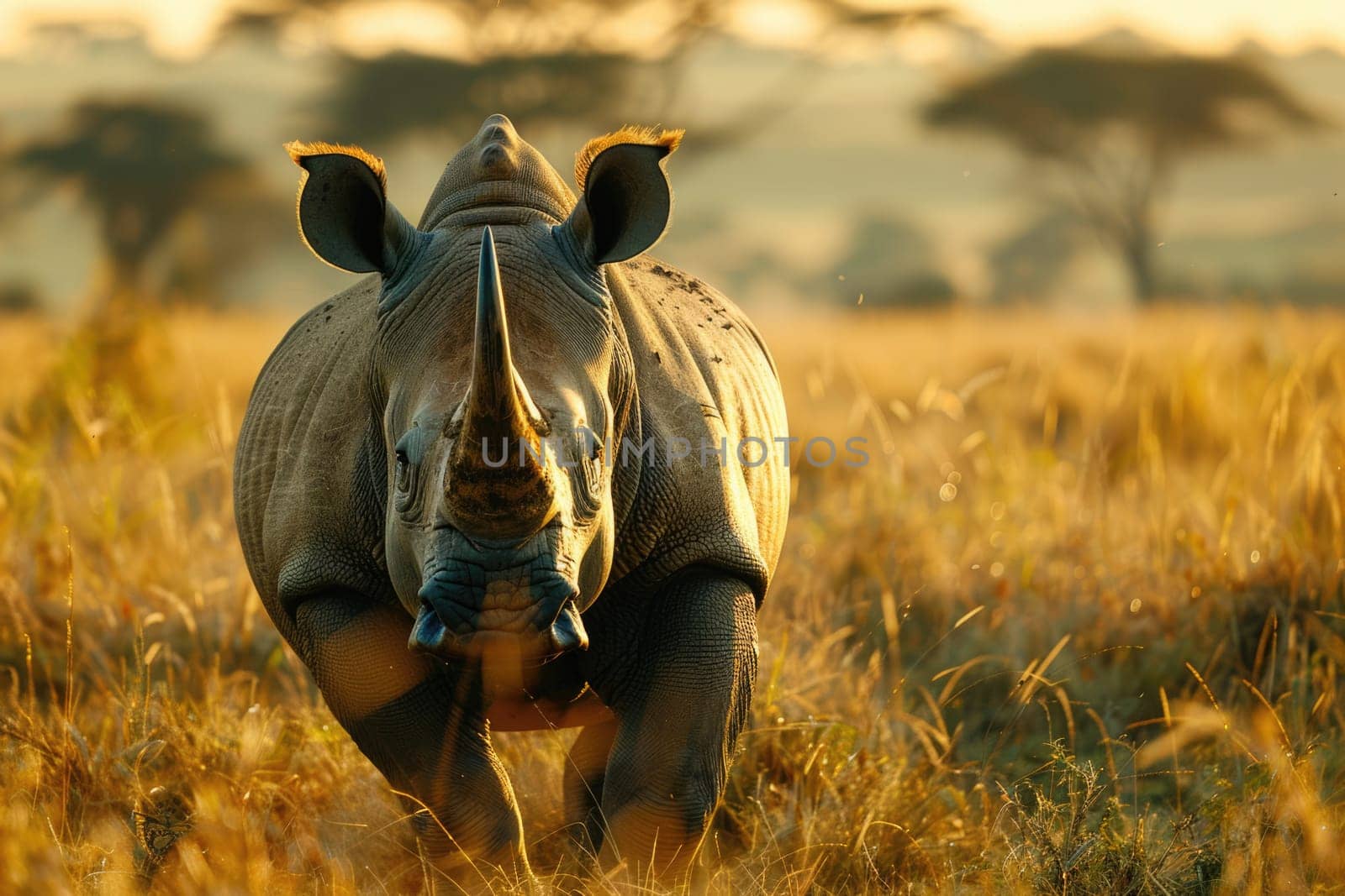 world wildlife day, wildlife concept. Big Rhino in their natural habitat. ai generated