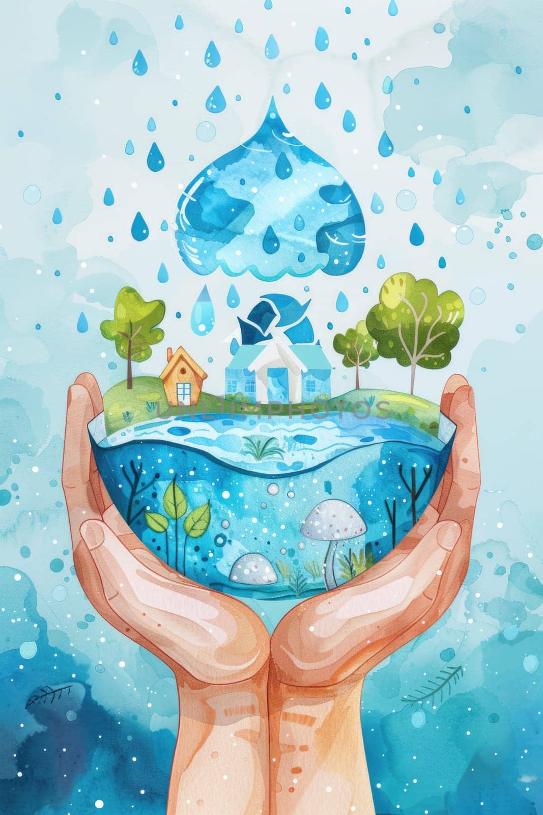 world water day . Hands holding clean water drop in shape of planet Earth. ai generated by Desperada
