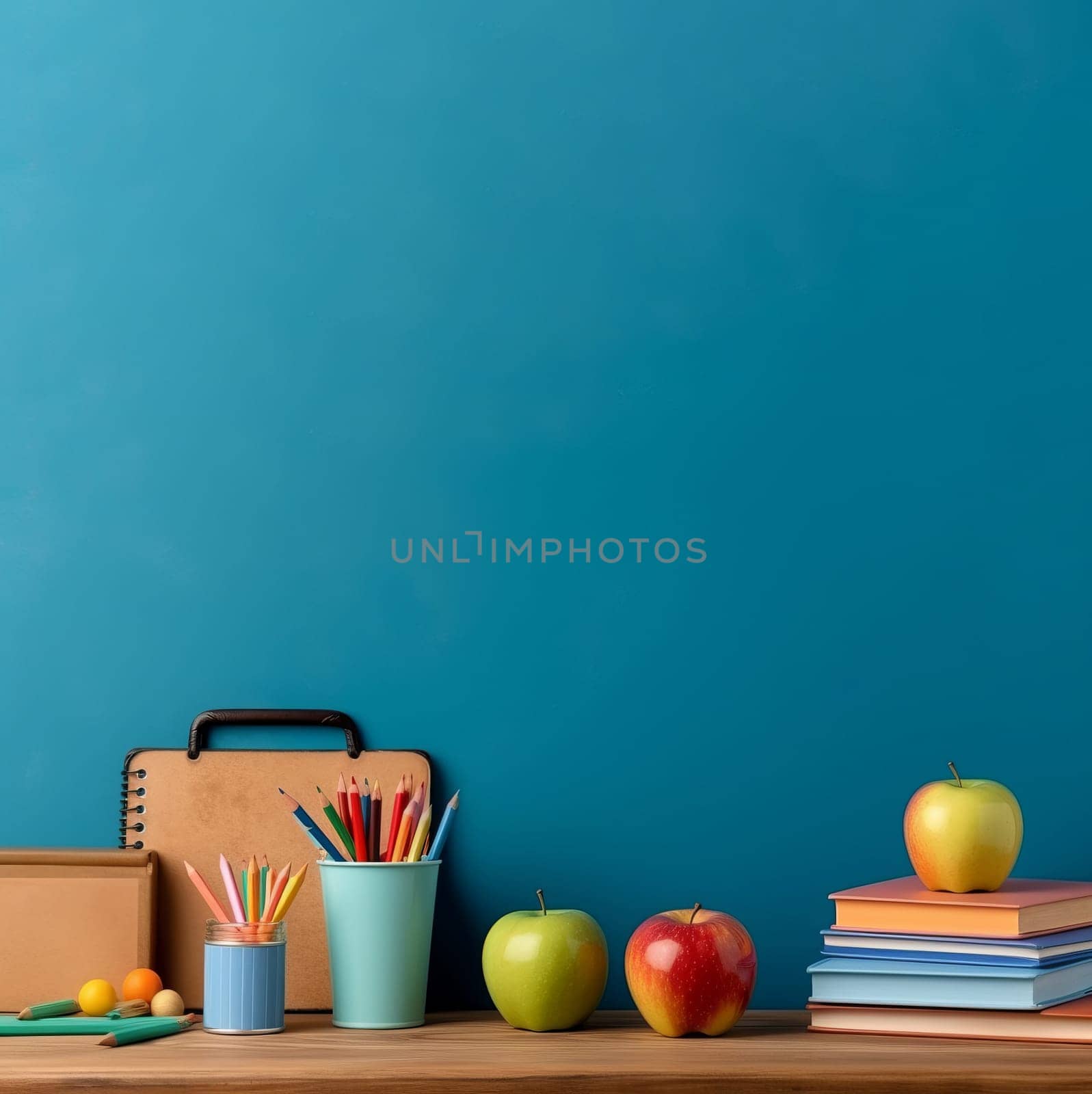 Back to school table banner. Generate Ai by ylivdesign