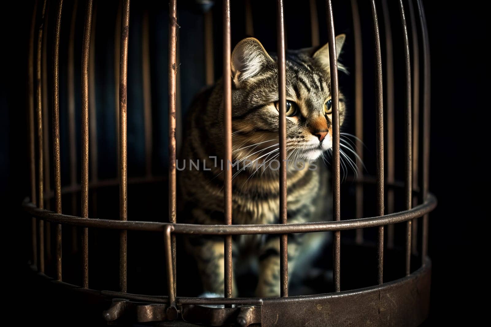 Caged cat. Generate Ai by ylivdesign
