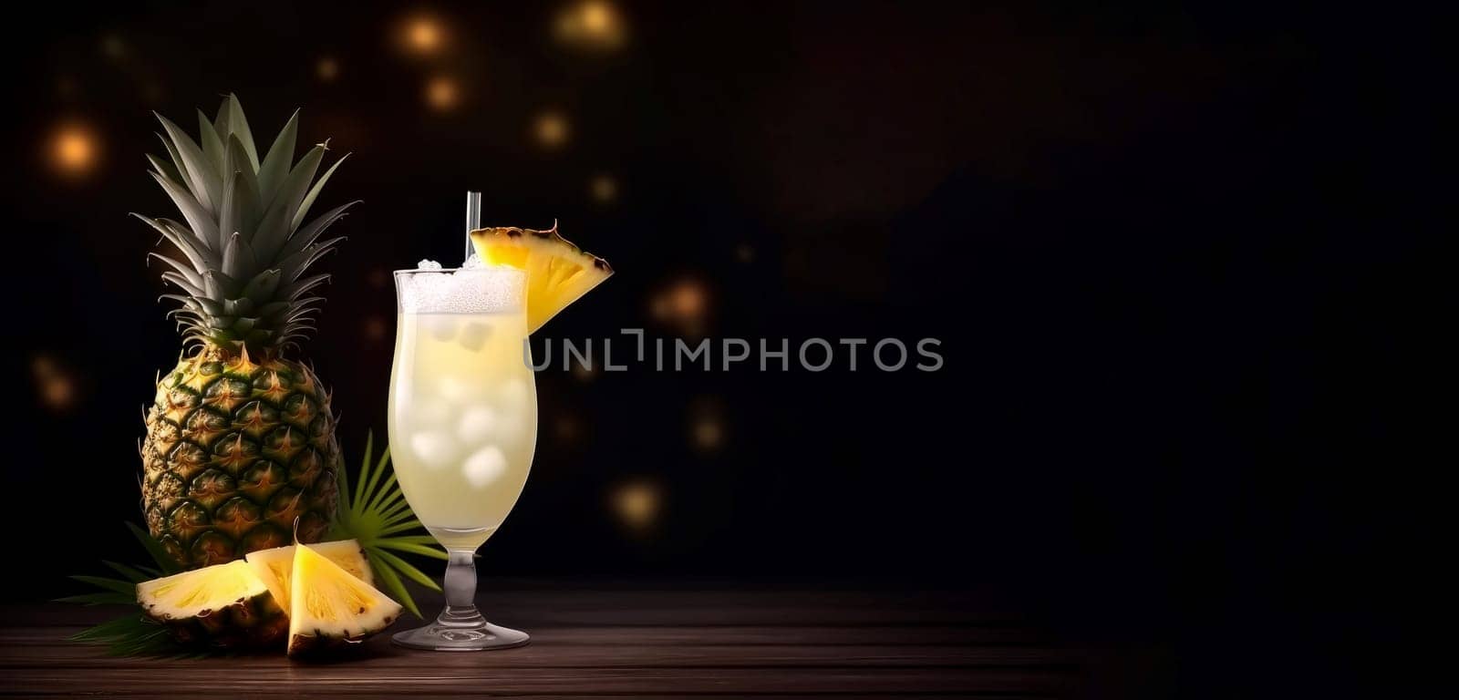 Pinacolada drink banner. Generate Ai by ylivdesign