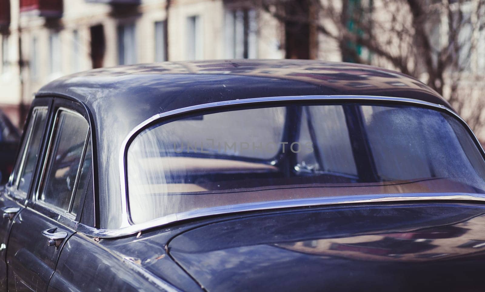 vintage retro car in the city. rear view