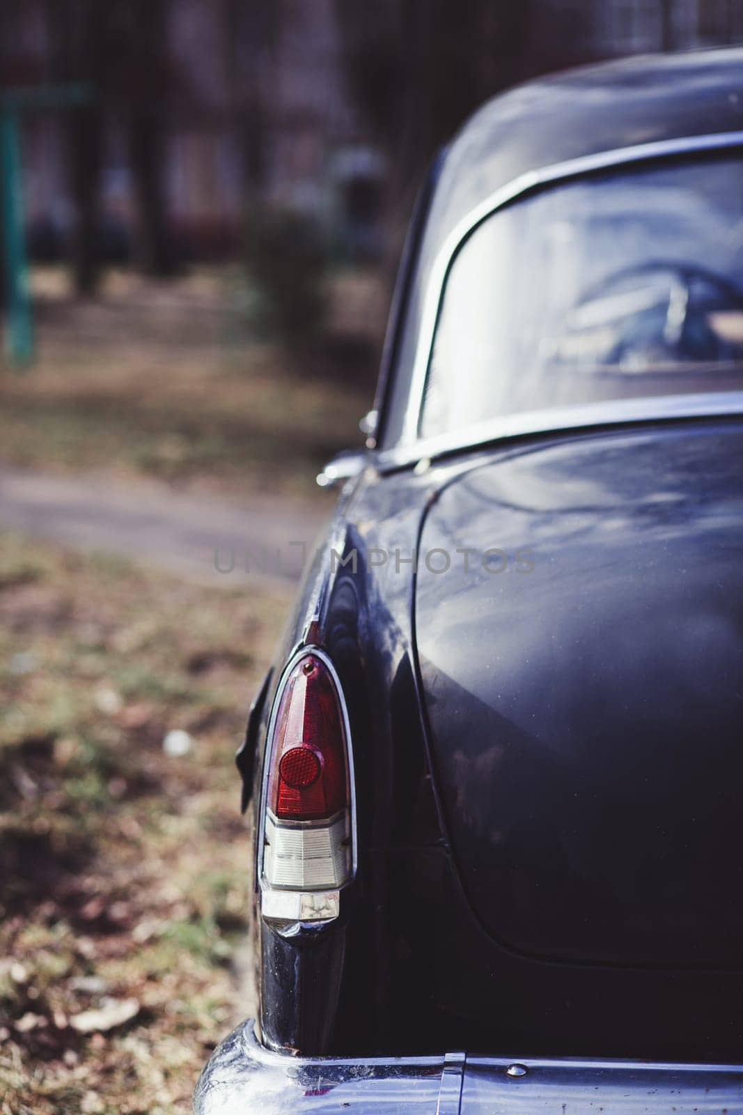 Back of vintage car. retro style. 