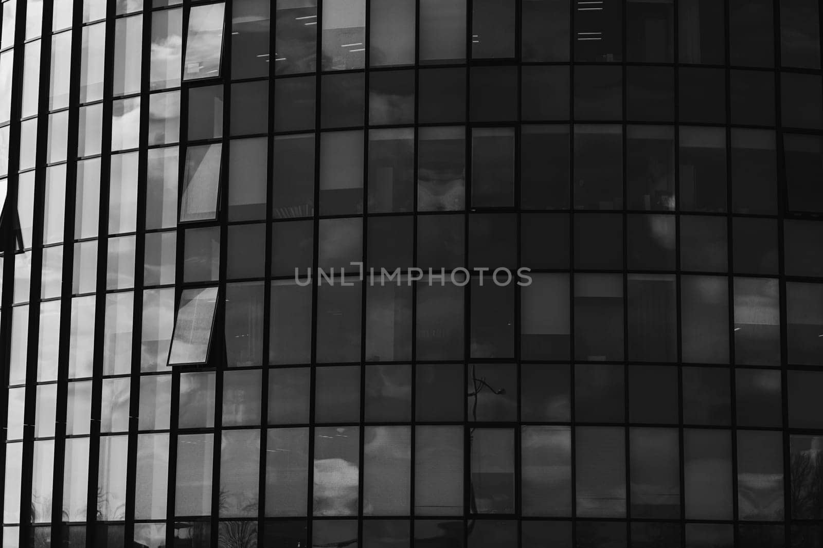 Architecture detail modern glass facade building Black and White
