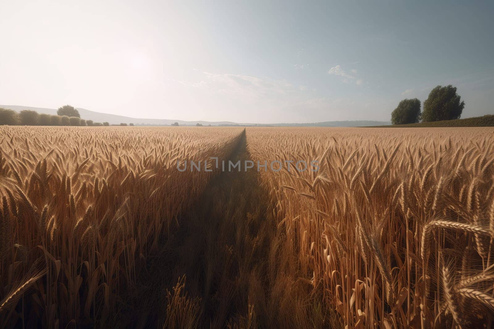 Wheat field summer closeup. Generate Ai by ylivdesign