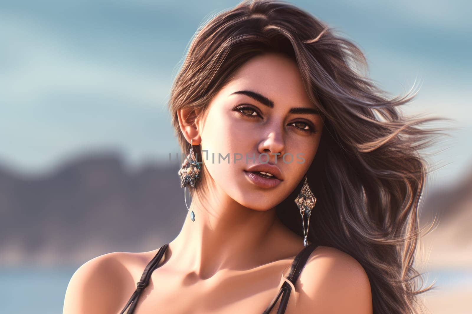 Woman beach sexy. Generate Ai by ylivdesign