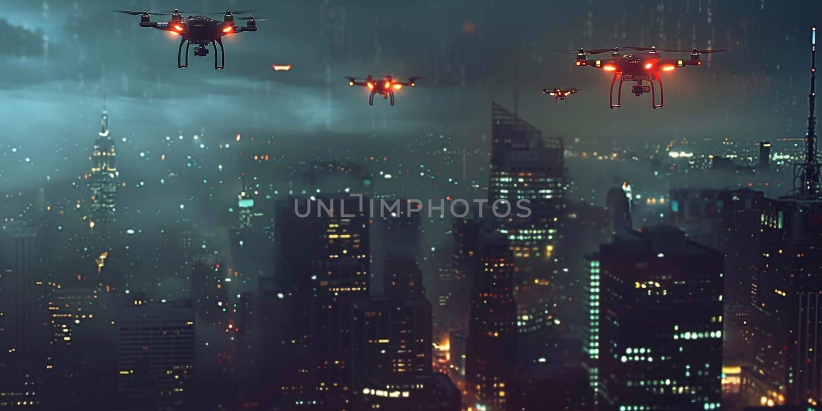 3D Jet plane emitting hot flames and embers over a city. High quality photo