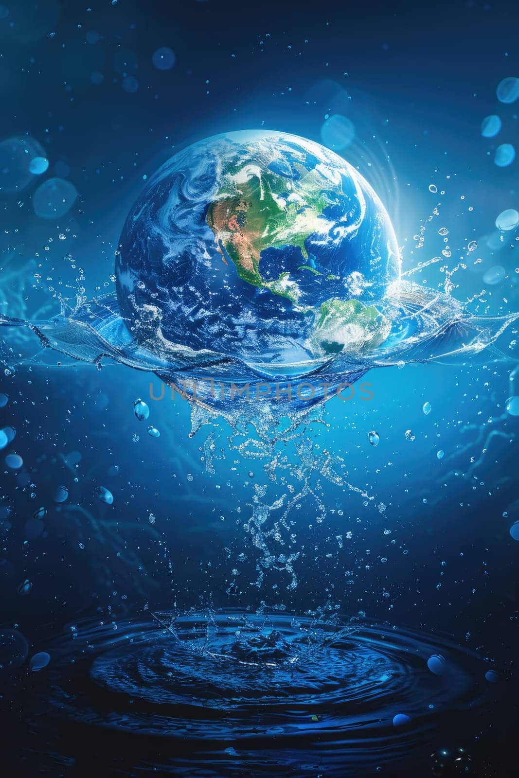 world water day concept. clean water drop in shape of planet Earth. ai generated