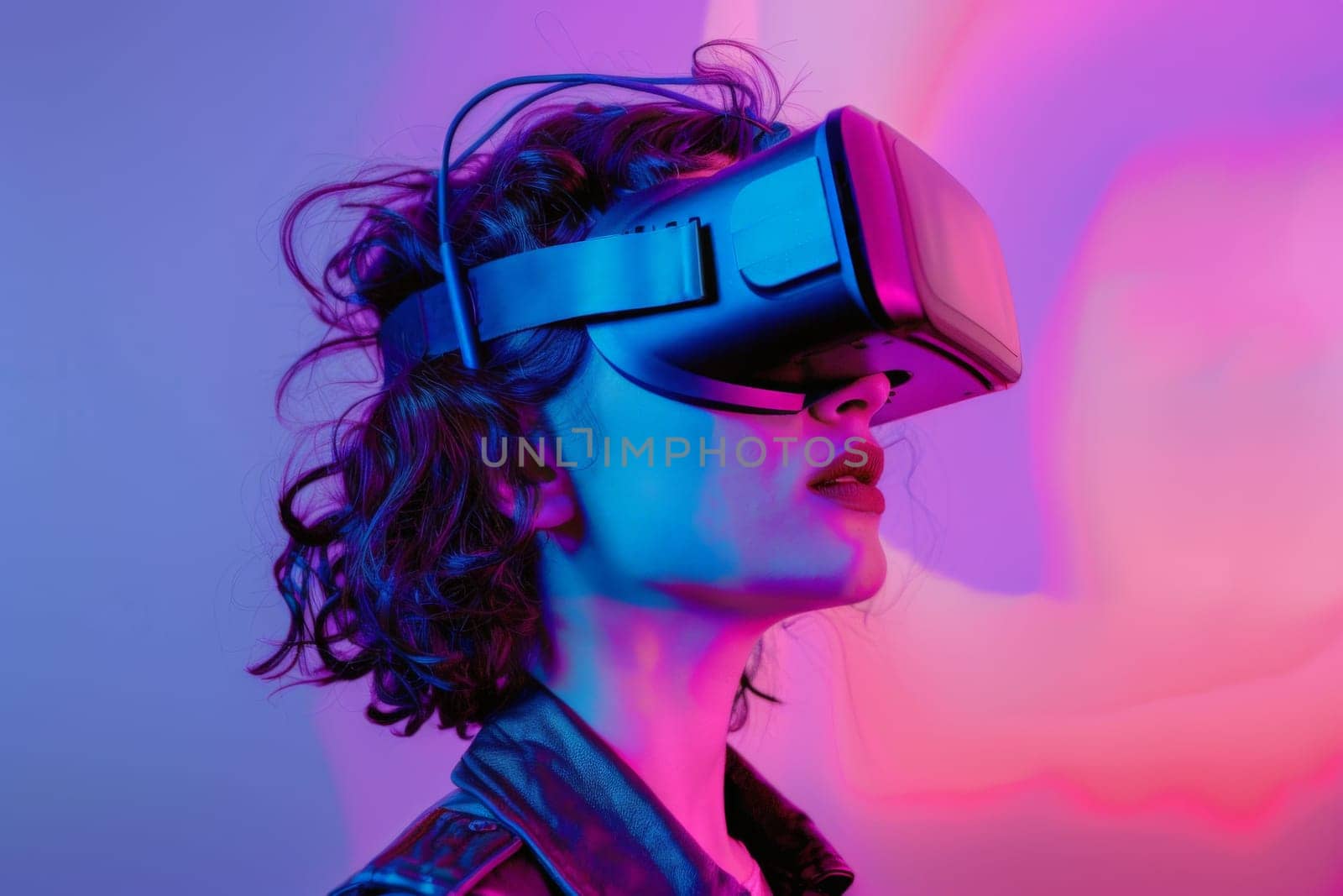 A woman wearing a virtual reality headset by nateemee