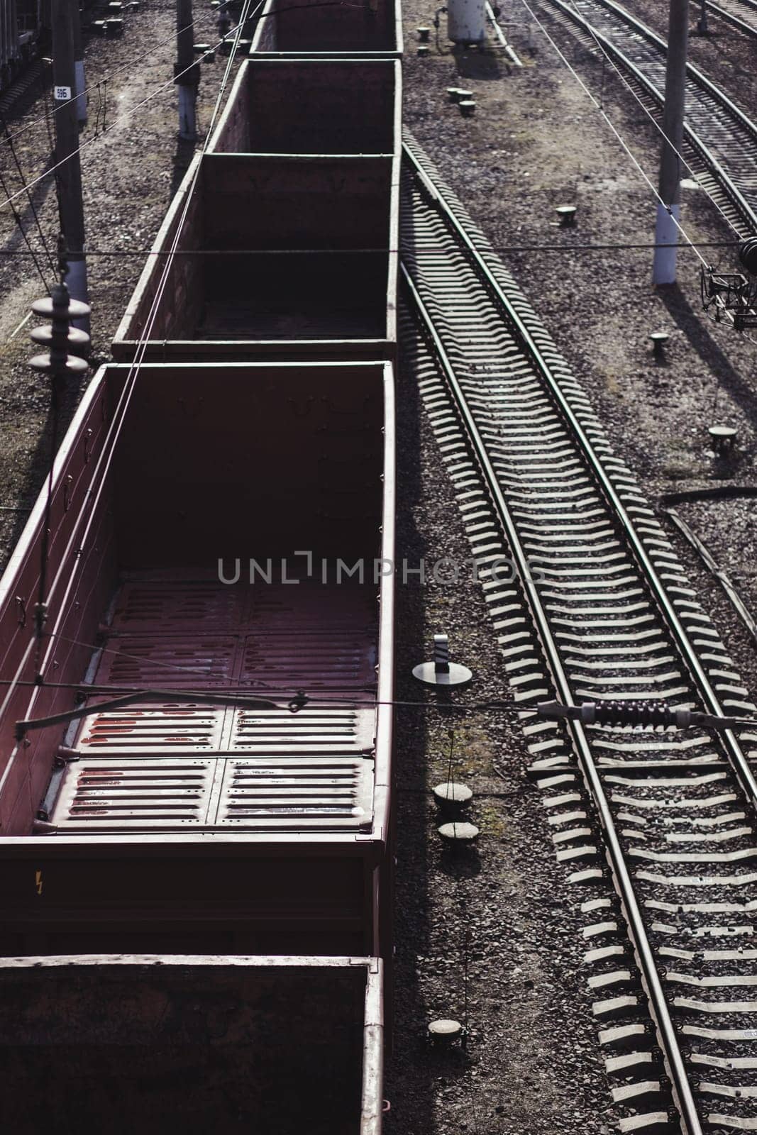 Empty freight train. view from top