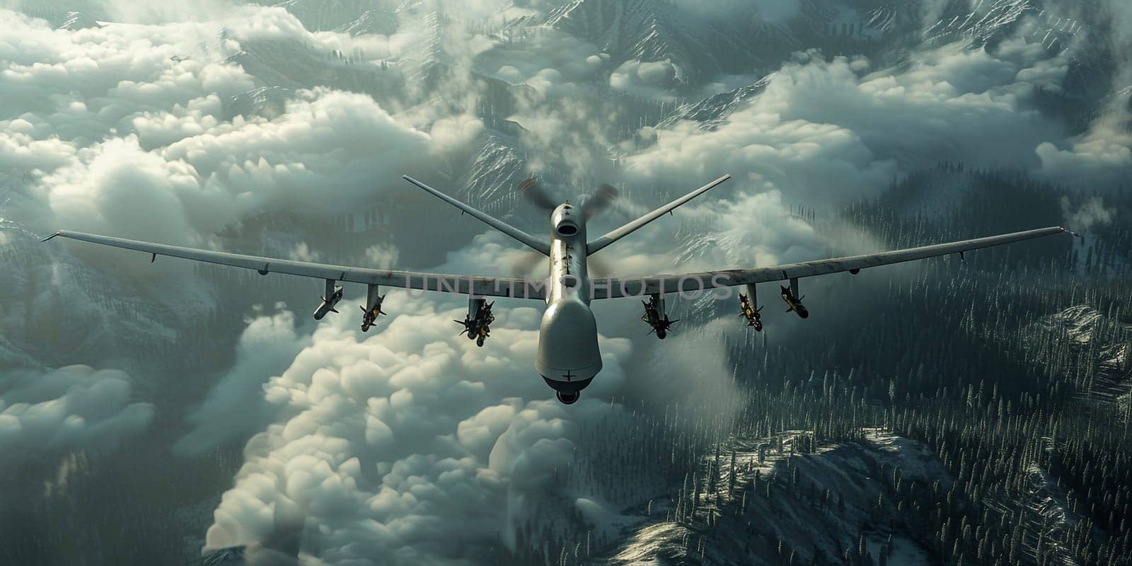 flight through clouds background black white . High quality photo