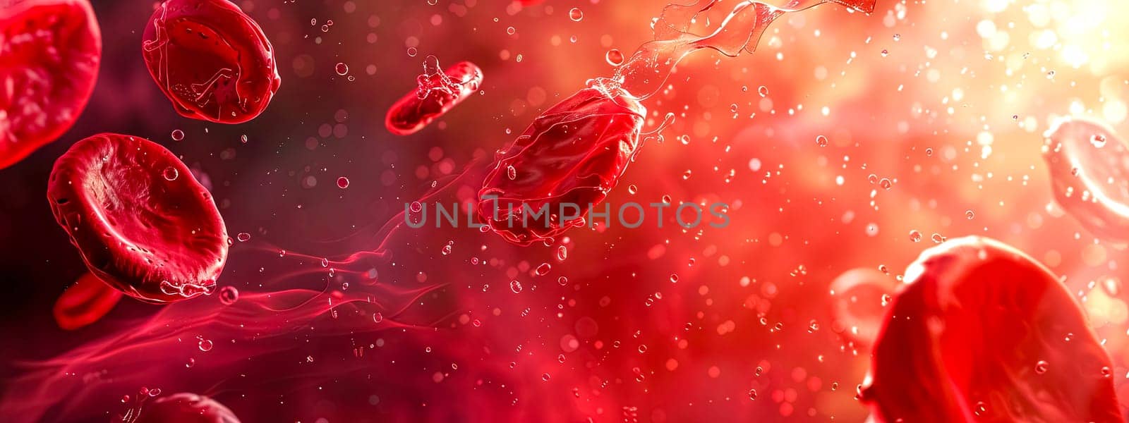 Artistic rendition of red blood cells traveling through the bloodstream