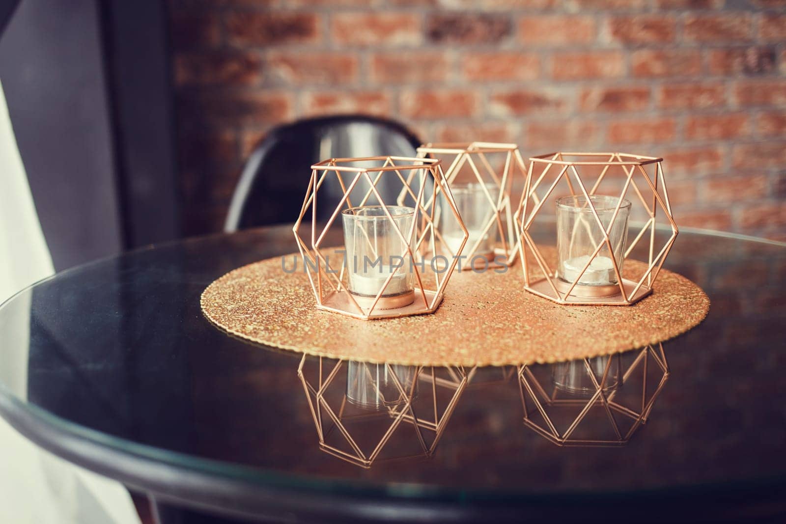 home modern interior. candlesticks on the table