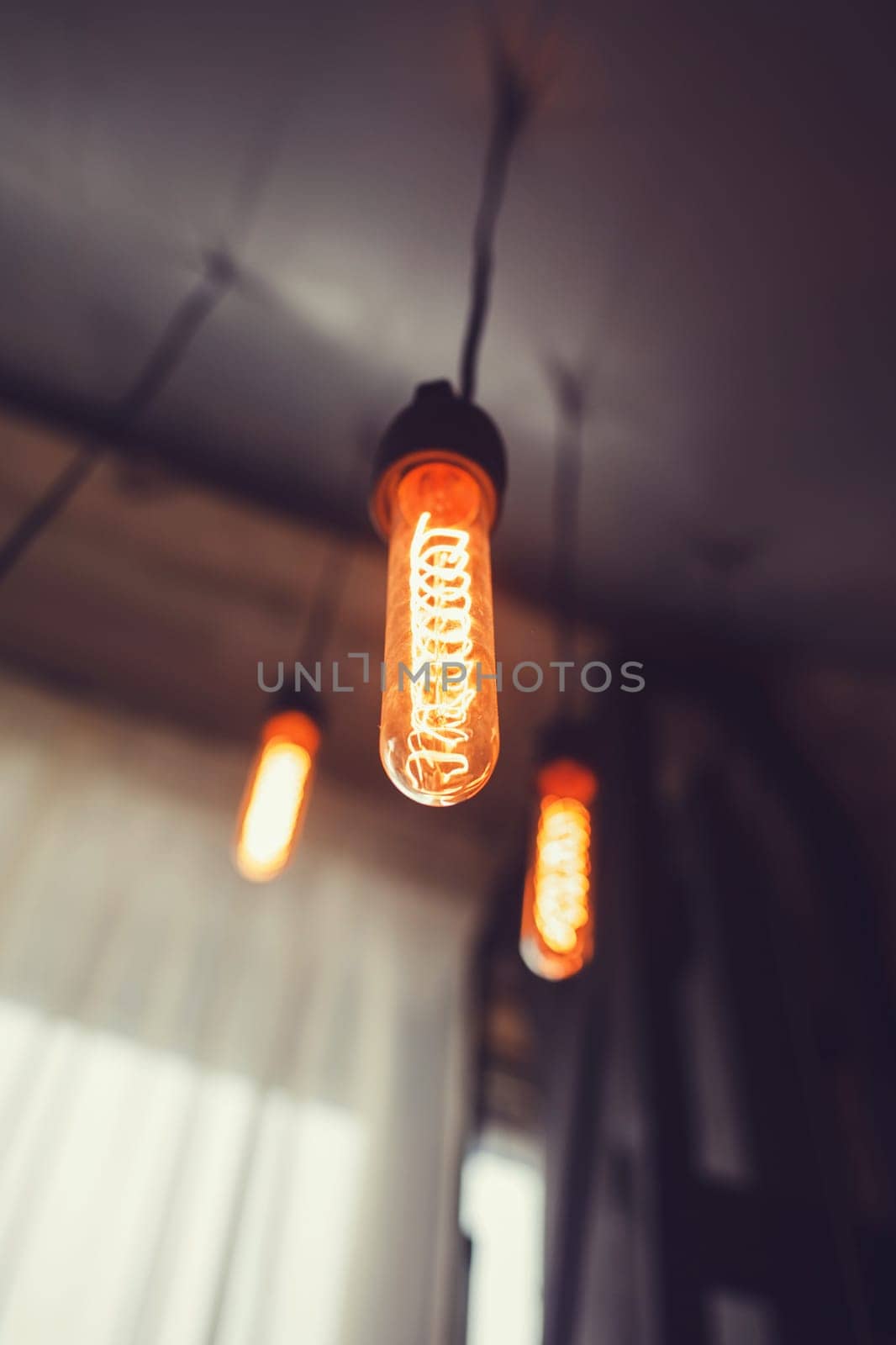 vintage spiral lamp in dark interior