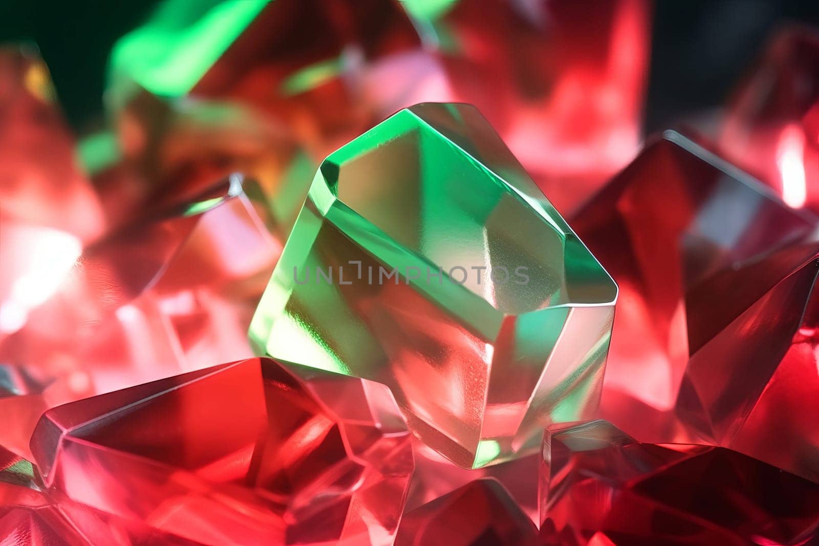 Abstract red green crystal. Generate Ai by ylivdesign