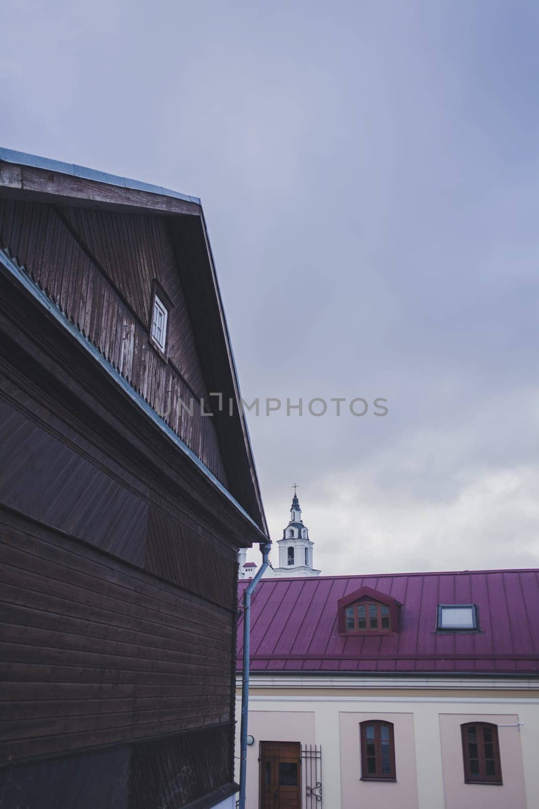 roofs of the old European city overlooking the Church