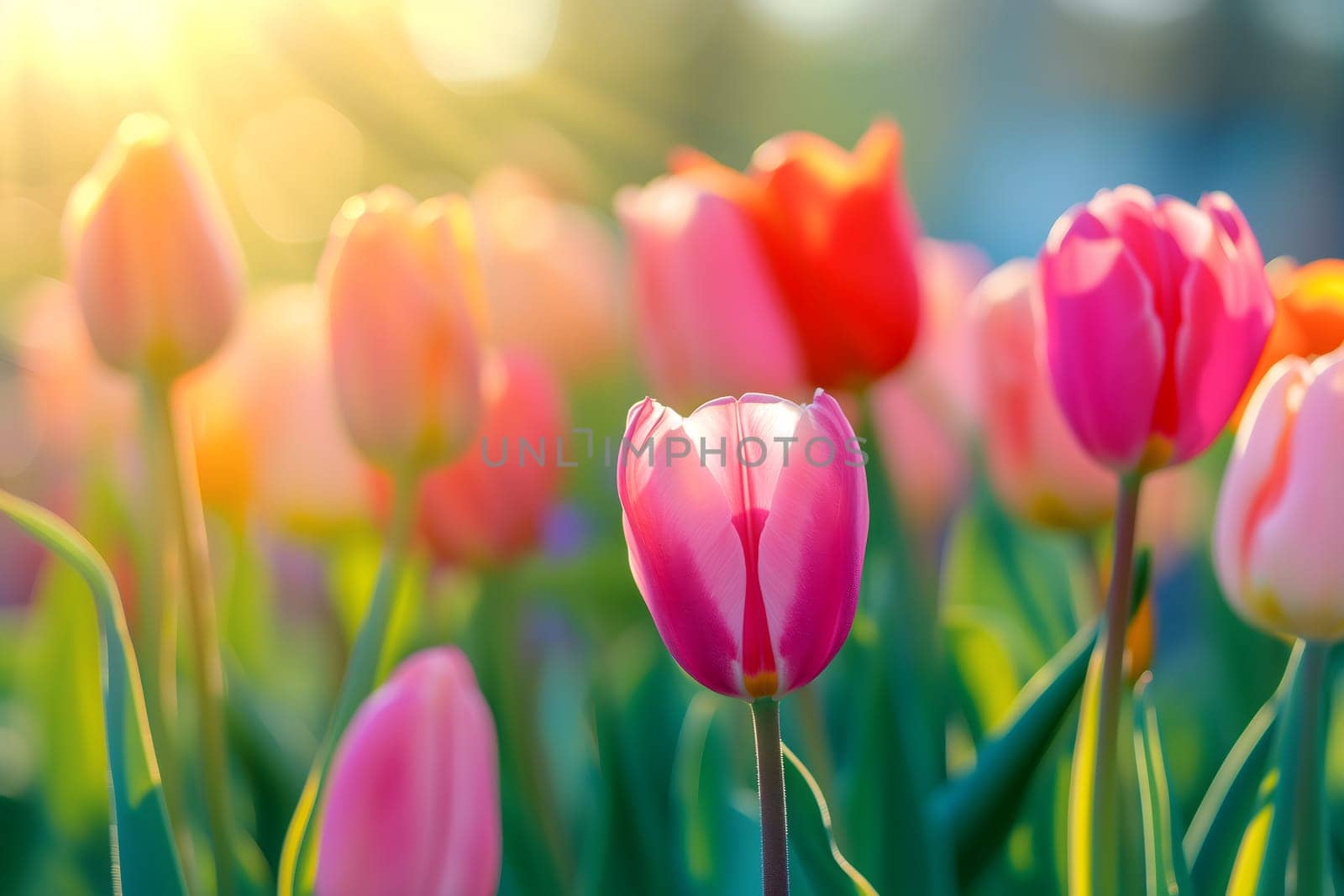 Beautiful Spring Nature background with tulip Flowers, selective focus. Vivid colors. by z1b