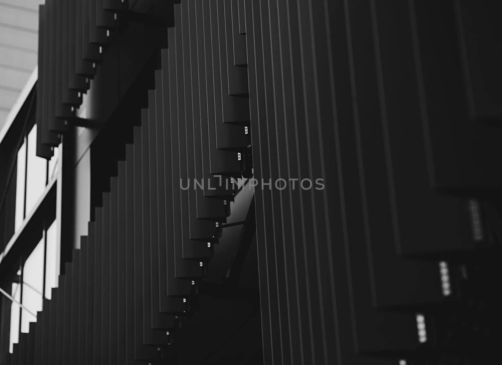 Modern office building in city. Monochrome image