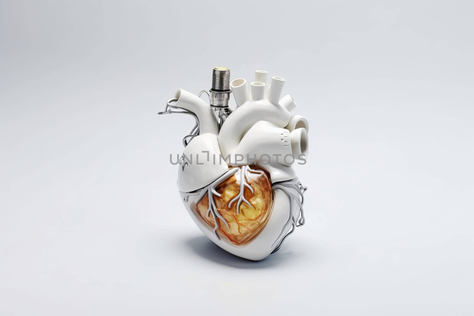 Artificial heart white background. Generate Ai by ylivdesign
