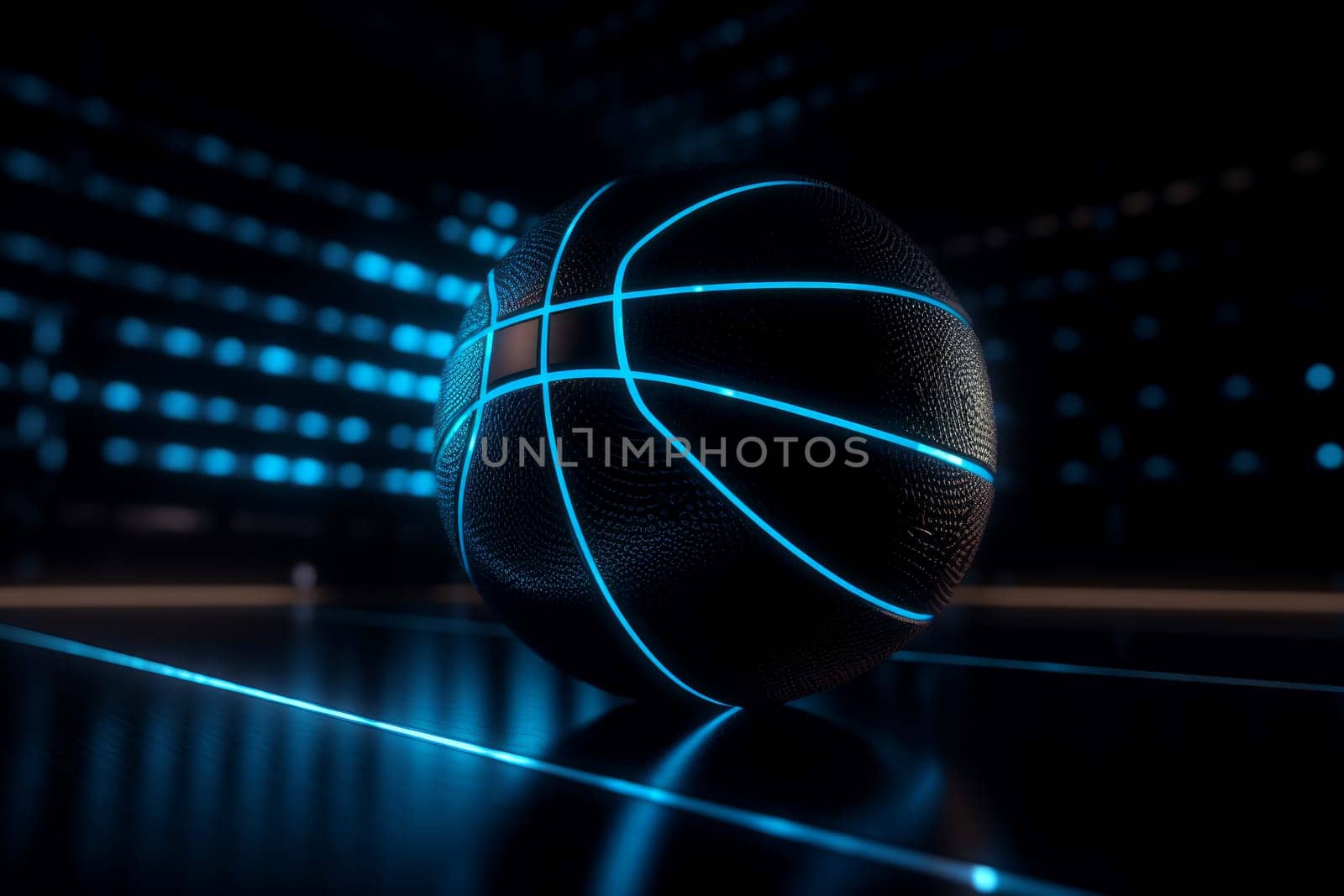 Black basketball ball. Generate Ai by ylivdesign