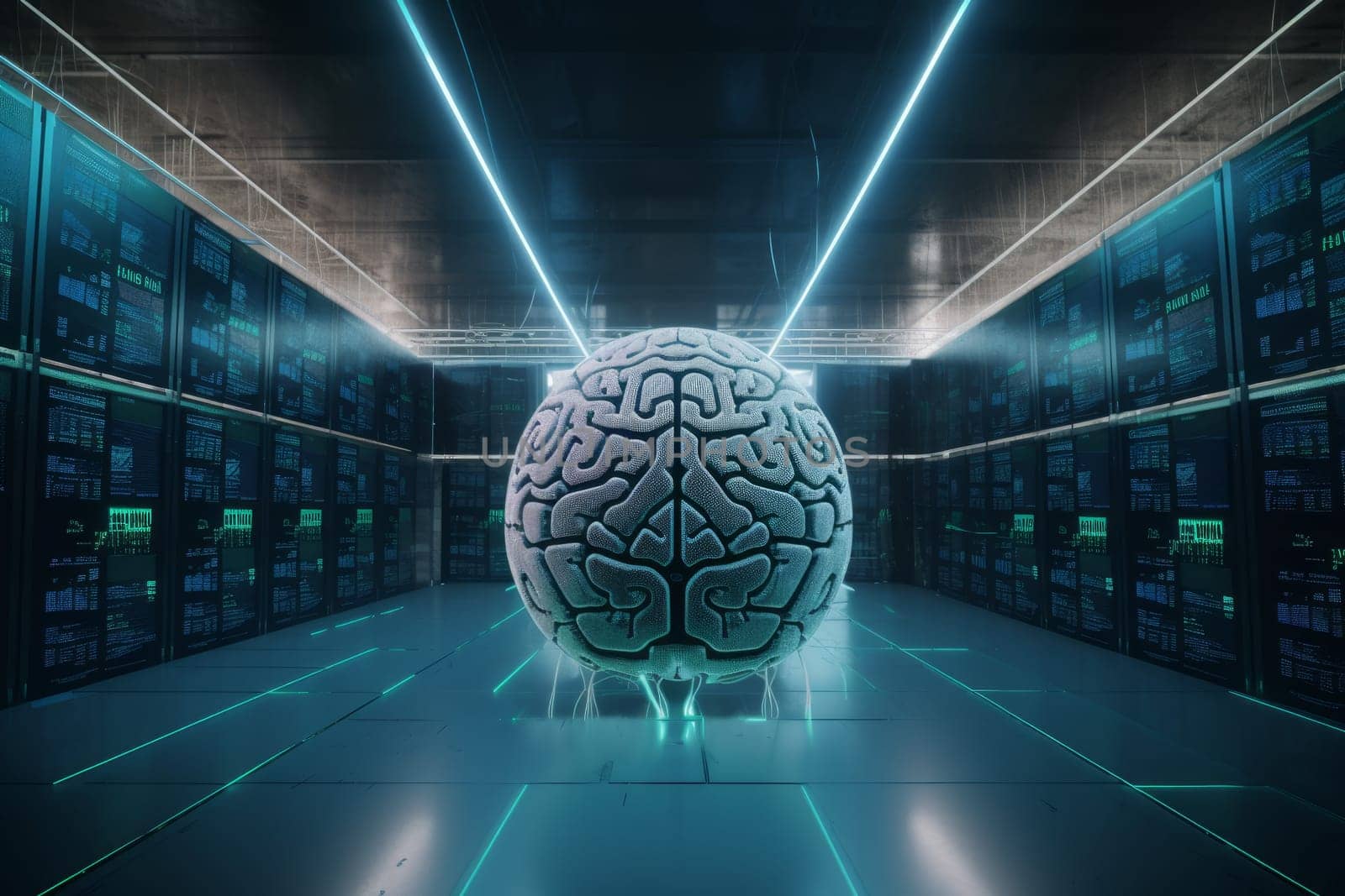Brain data center. Future business internet. Generate Ai