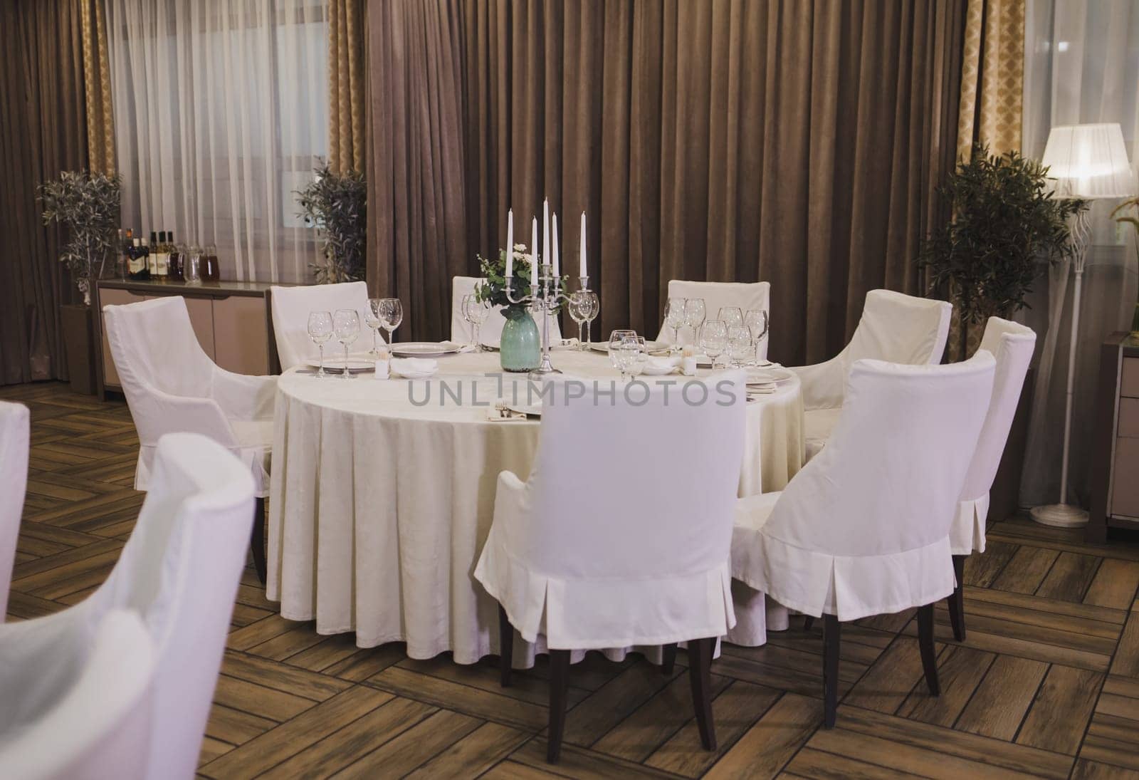 modern interior of the french restaurant in a classic style