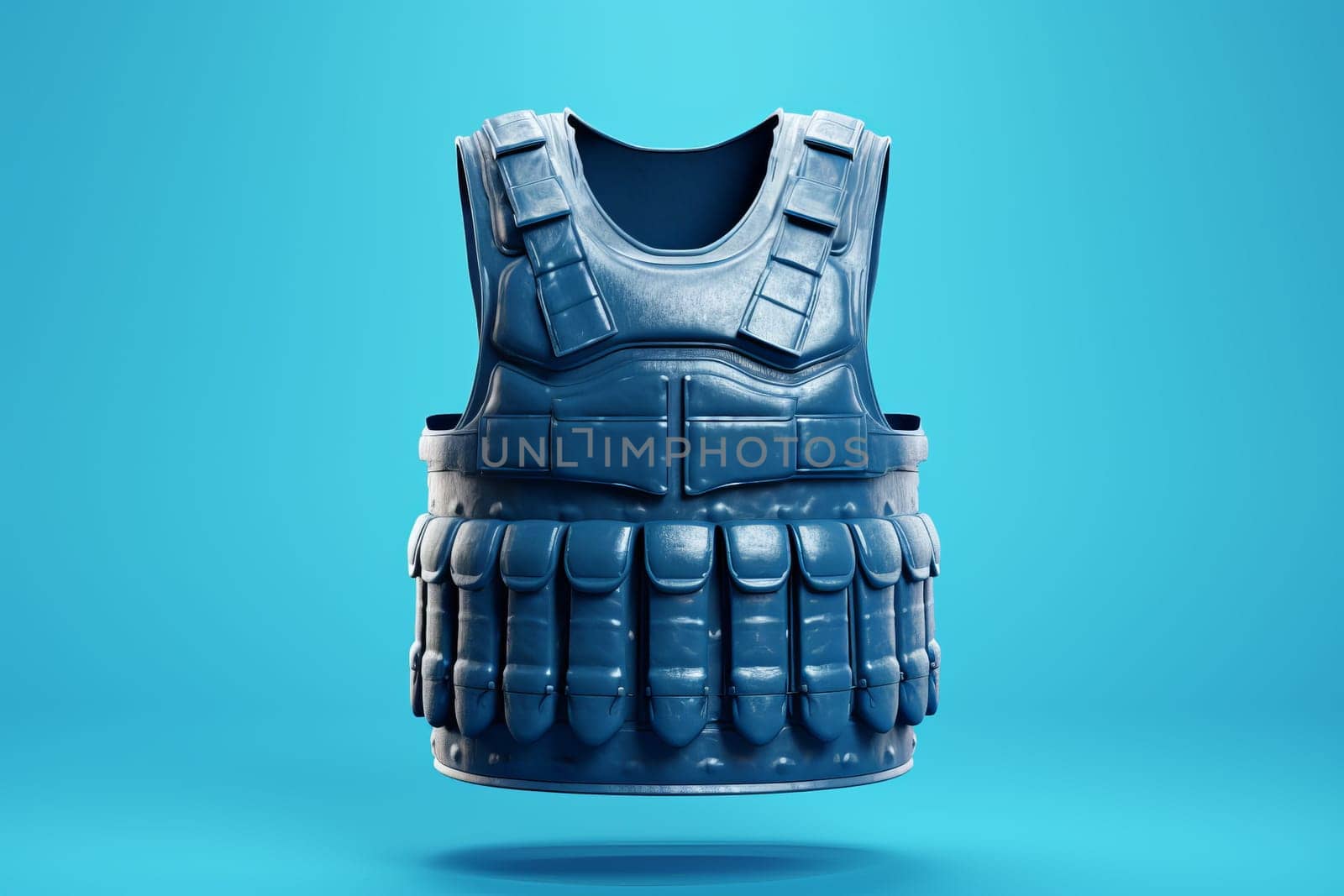 Bulletproof vest blue. Safety modern security. Generate Ai