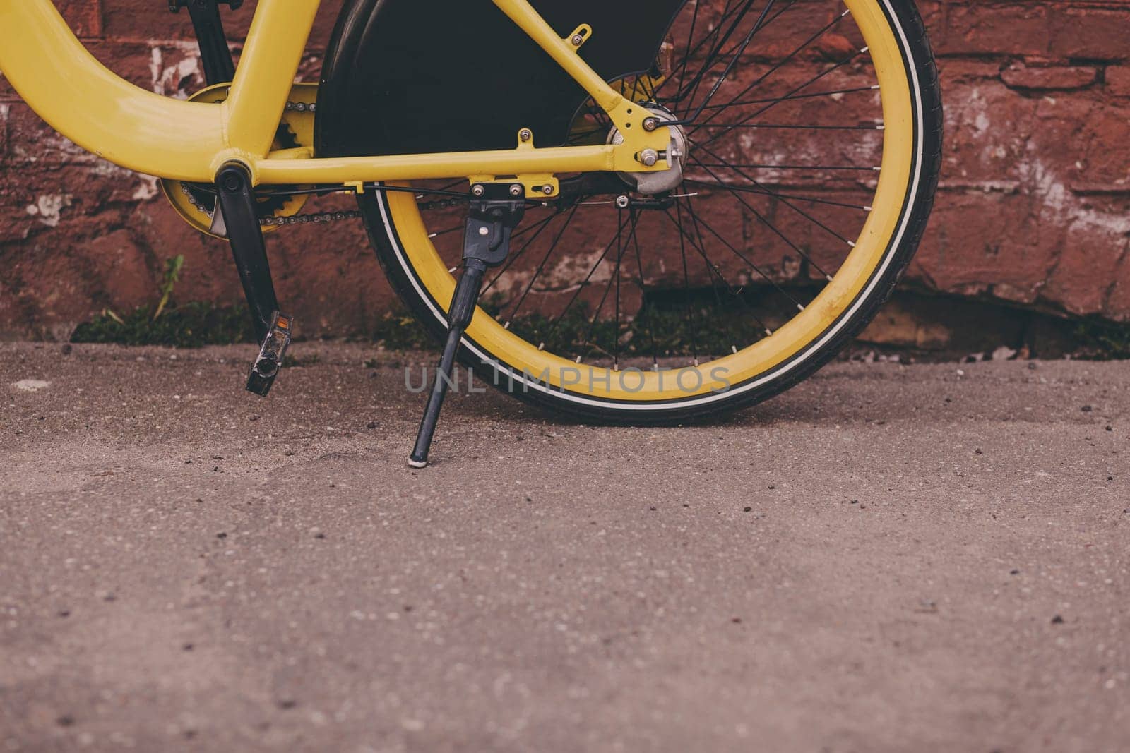 old vintage bike in the city. Bicycle rentals