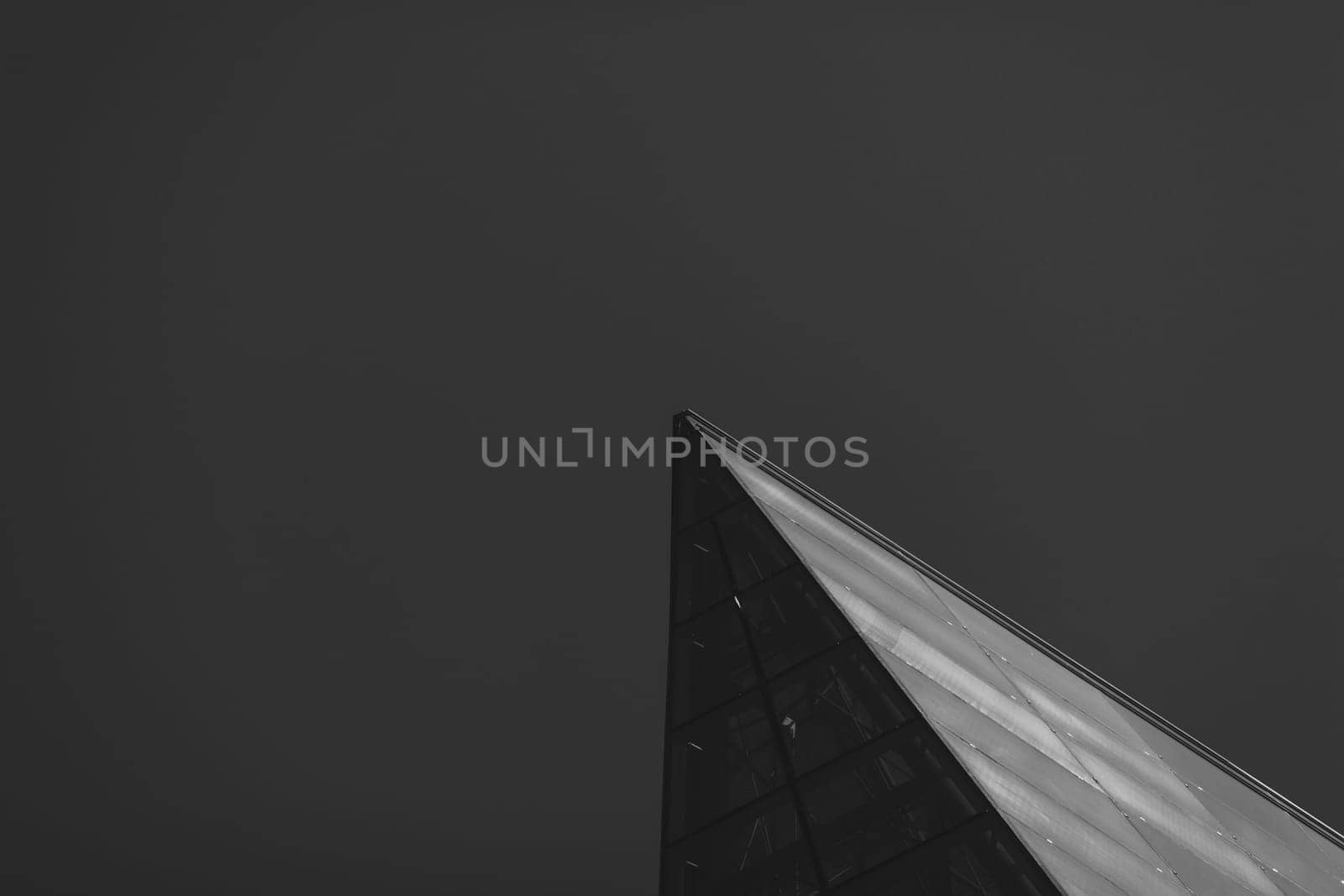 glass modern bank building. black and white image