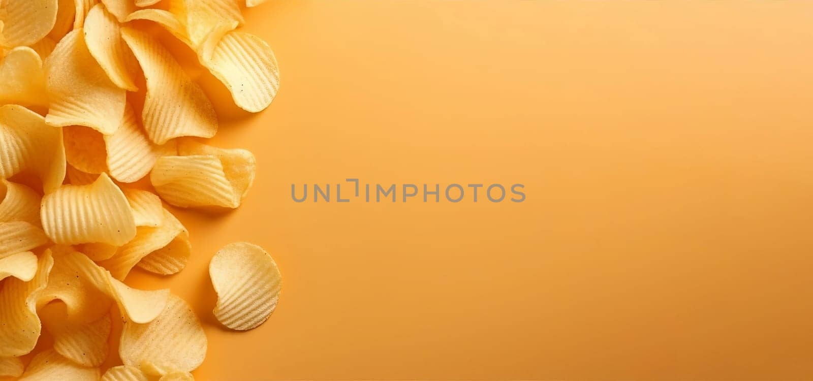 Chips banner snack food. Generate Ai by ylivdesign