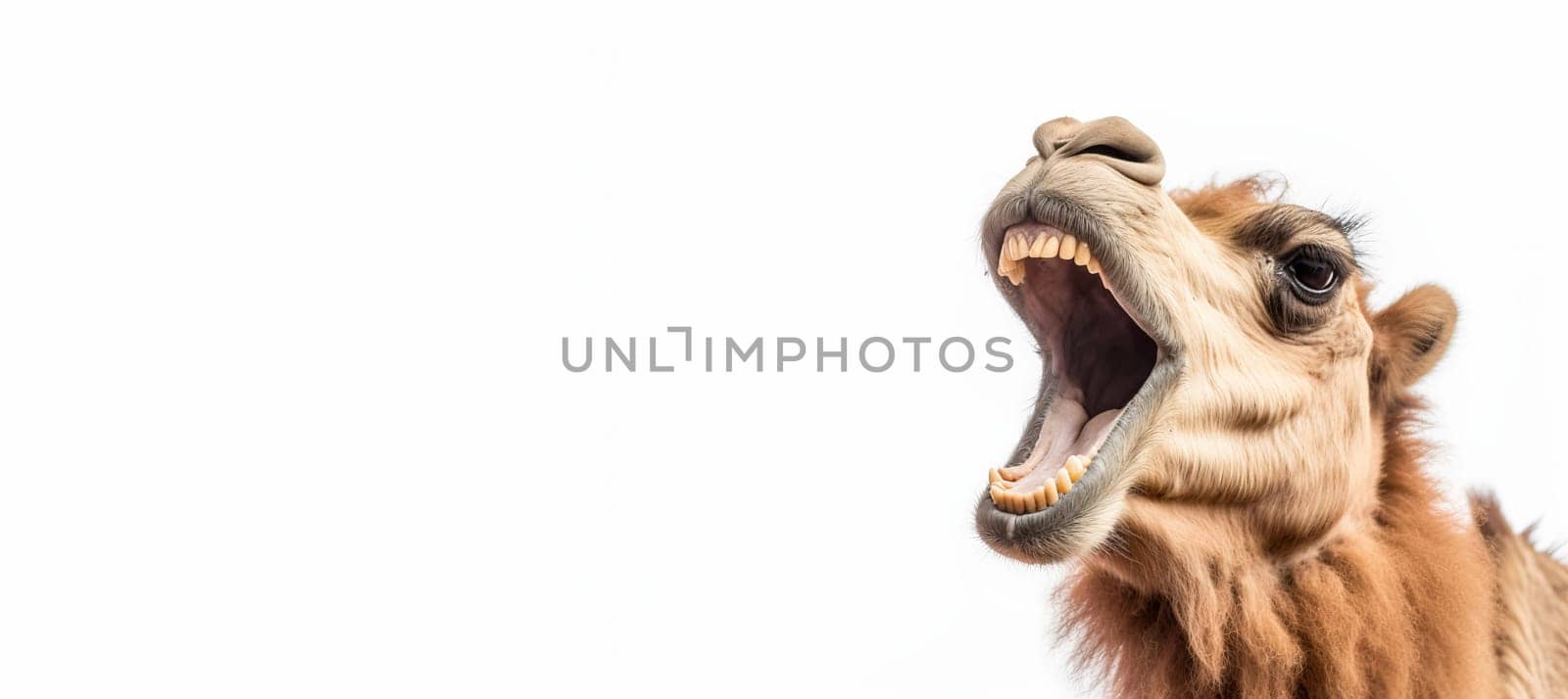 Camel screaming face banner. Animal desert. Generate Ai