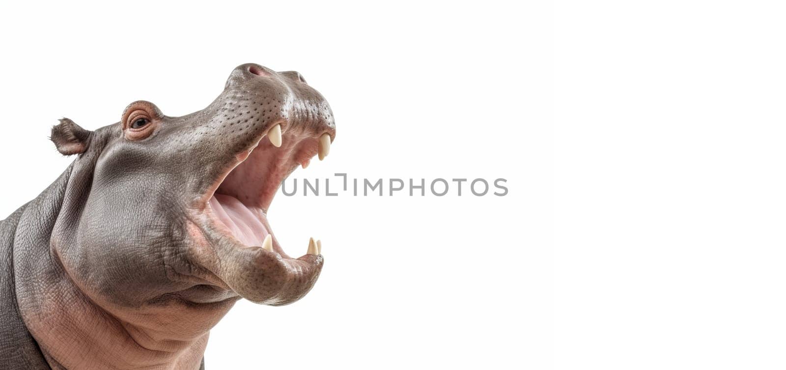 Screaming hippopotamus banner wildlife. Zoo safari. Generate Ai