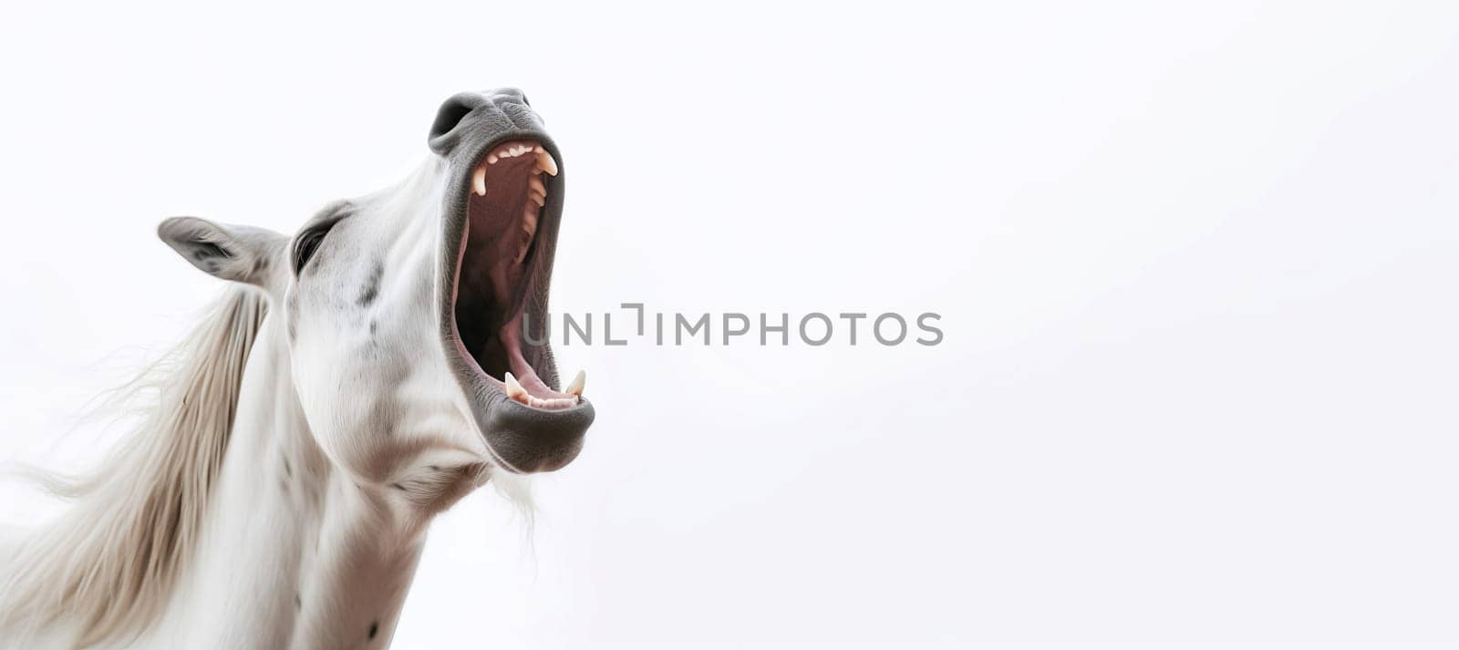 Horse screaming banner. Generate Ai by ylivdesign