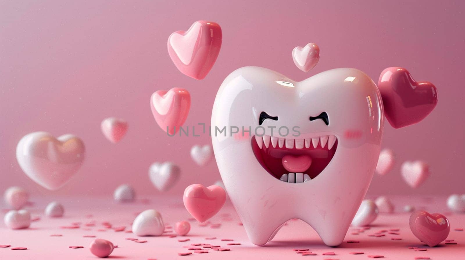 Happy tooth figurine with heart. Selective focus. by yanadjana