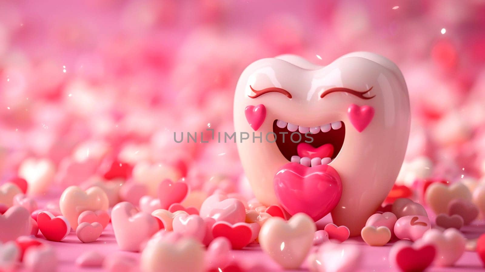 Happy tooth figurine with heart. Selective focus. by yanadjana