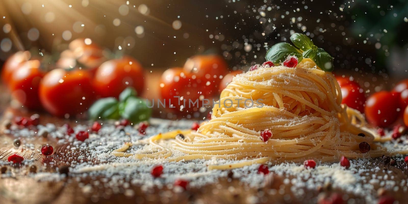 Classic Pasta on kitchen background. Diet and food concept