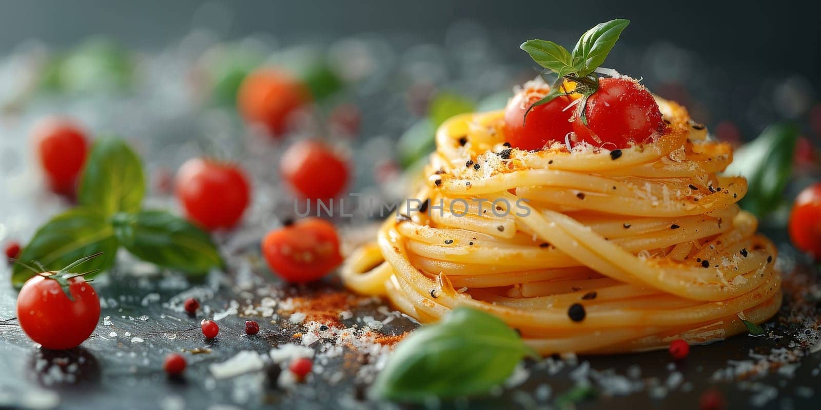 Classic Pasta on kitchen background. Diet and food concept