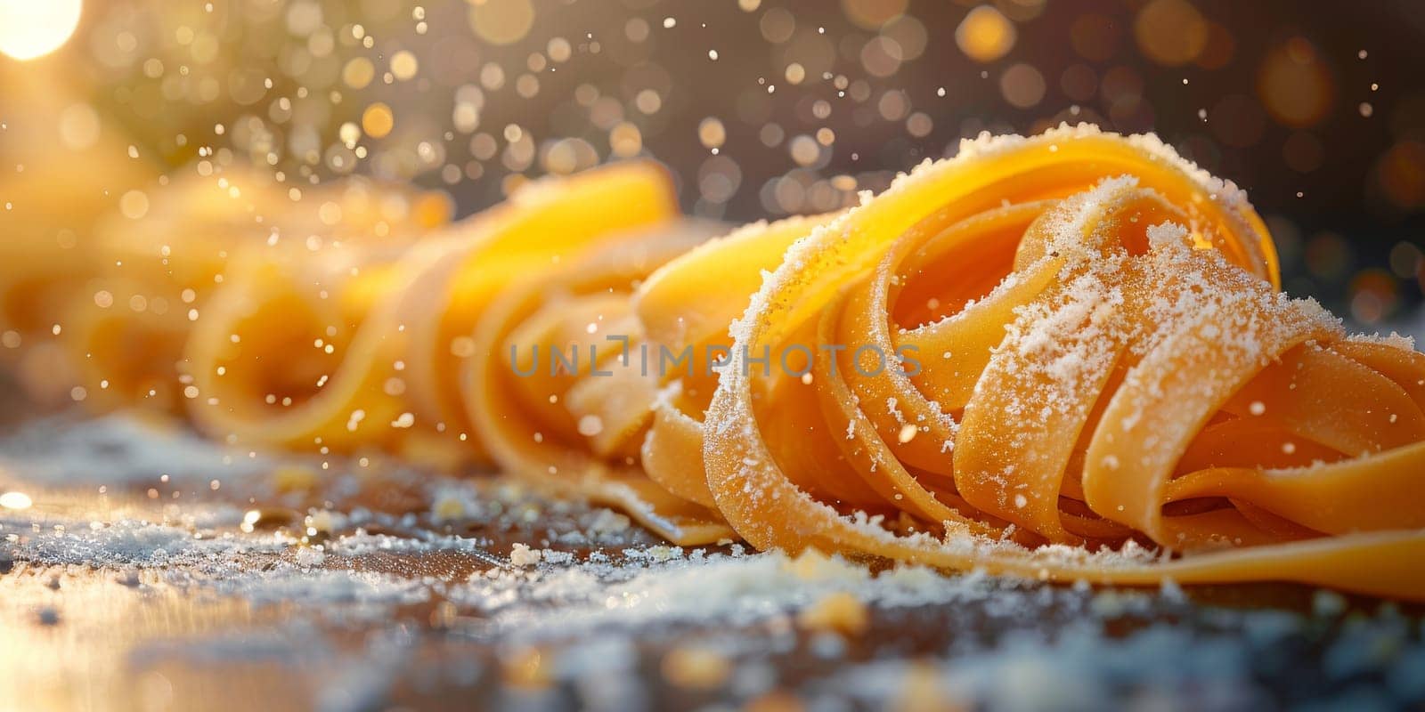 Classic Pasta on kitchen background. Diet and food concept