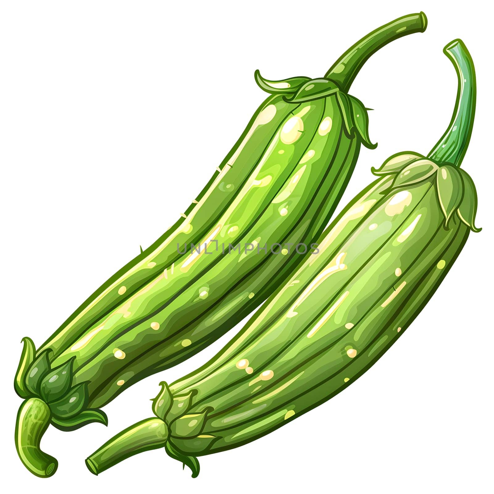 Illustration of two green zucchinis, a staple vegetable produce by Nadtochiy