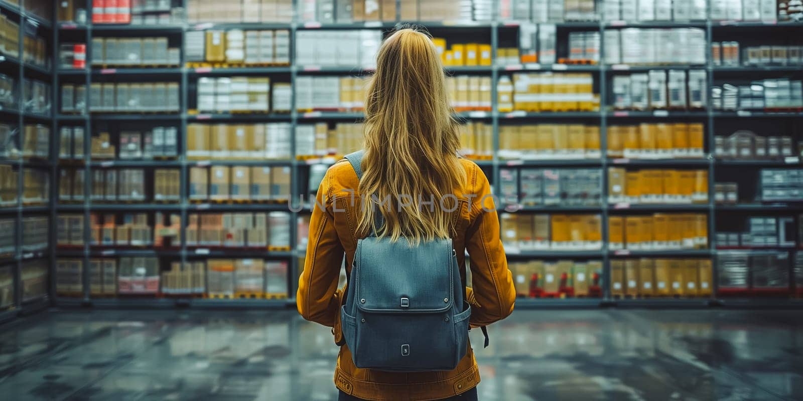 Sale, shopping, consumerism and people concept - woman with food basket at grocery store or supermarket.