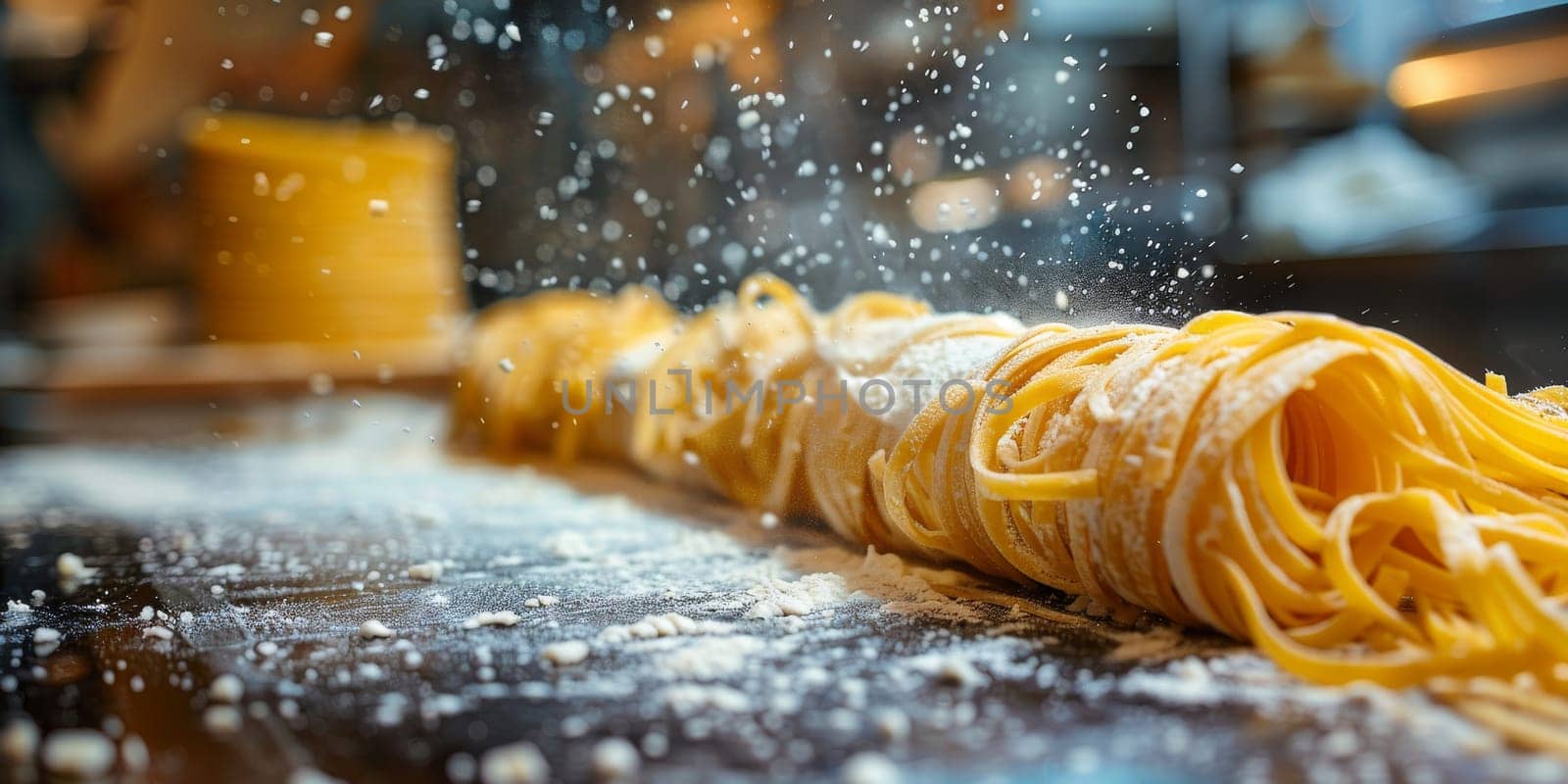 Classic Pasta on kitchen background. Diet and food concept. by Benzoix