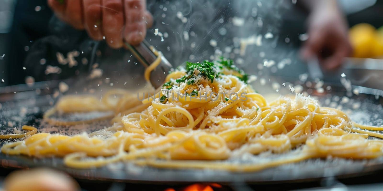 Classic Pasta on kitchen background. Diet and food concept. by Benzoix